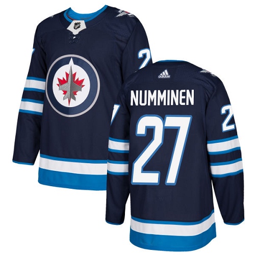 Adidas Jets #27 Teppo Numminen Navy Blue Home Authentic Stitched NHL Jersey